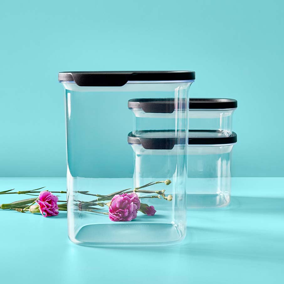 tupperware ultra clear square zestaw 5 elementów cosmos pieczątki