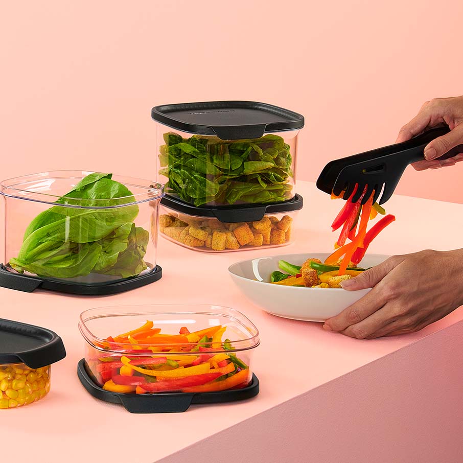 tupperware ultra clear square zestaw 5 elementów cosmos pieczątki
