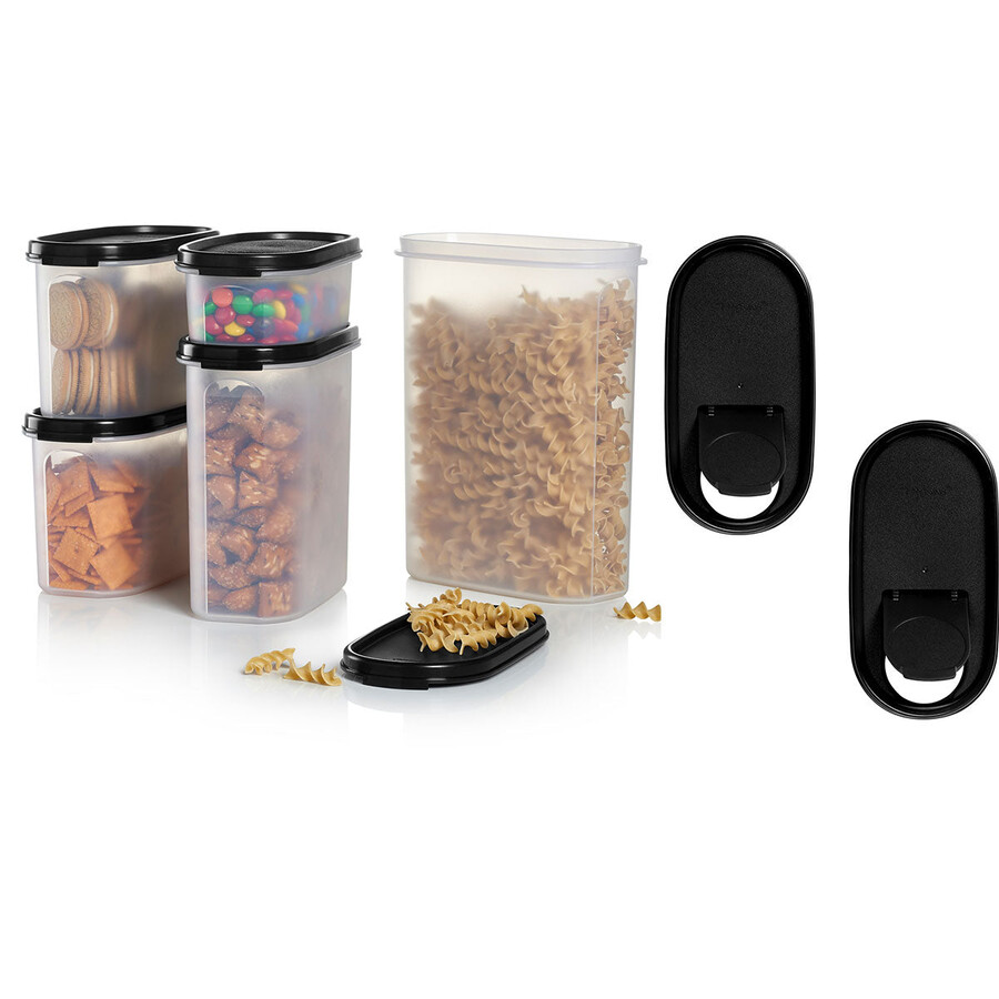 zestaw owalny tupperware modular mates czarny jak smoła