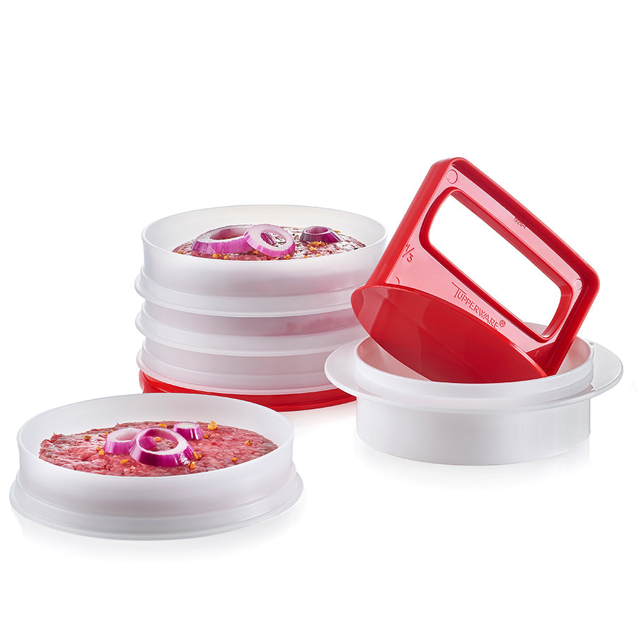 zestaw tupperware hamburger press keepers duża foremka do kotletów i pojemnik chili